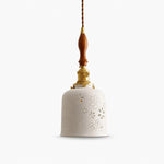 Cargar imagen en el visor de la Galería, Wood accent floral ceramic pendant light