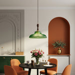 Charger l'image dans la visionneuse de la galerie, Suspension vintage Elunaris en forme de trompette avec abat-jour en verre vert pour salle à manger