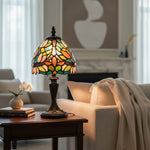 Load image into Gallery viewer, Calyra Vintage Floral Stained Glass Table Lamp — Art Deco Tiffany Style Accent Light for Bedside and Living Room