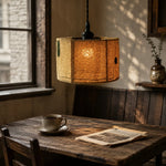 Cargar imagen en el visor de la Galería, Natural Loofah Woven Pendant Lamp Wabi Sabi Patchwork Hanging Light