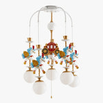 Cargar imagen en el visor de la Galería, Carousel style children room chandelier with multiple globe shades