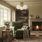 Load image into Gallery viewer, Glorica Glass Globe Light - Mid Century Semi Flush Ceiling Lamp