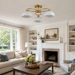 Load image into Gallery viewer, 3-light ceiling fixture in a sunlit living room