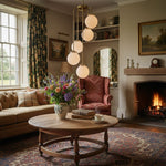 Load image into Gallery viewer, Glorica Glass 5 Globe Chandelier - Brass and Opal Glass Vintage Pendant Light