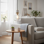 Afbeelding laden in galerijweergave, Korlisse natuurlijke steen en glazen hanglamp – stijlvolle lamp voor lounge of woonkamer