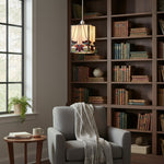 Afbeelding laden in galerijweergave, TF Camillo Mozaïek Tiffany Glas Hanglamp - Vierkante Lantaarn Lampenkap - Ambachtelijk Woondecoratie Accessoire