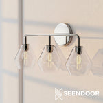 Load image into Gallery viewer, Merin Metal & Glass Sculptural Wall Sconce for Vanity & Bathroom