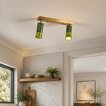 Cargar imagen en el visor de la Galería, Green jade brass ceiling light detail 10