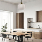 Load image into Gallery viewer, Pelviona Modern Ribbed Glass Pendant - Frosted & Brass Ceiling Light Add Timeless Charm to Your Space