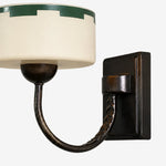 Cargar imagen en el visor de la Galería, Glass shade, curved arm and hand-aged metal finish detail
