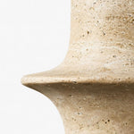 Załaduj obraz do przeglądarki galerii, Close detail of polished travertine rim with natural pores and warm beige variation