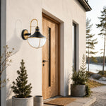 Cargar imagen en el visor de la Galería, Black and Gold Outdoor Wall Lantern
