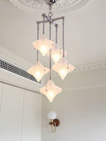 Load image into Gallery viewer, Art Deco Astris Star Chandelier – Frosted Glass Deco Fixture for Dining Room