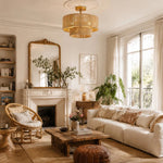 Afbeelding laden in galerijweergave, Rattan ceiling light in a living room