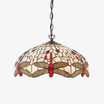 Afbeelding laden in galerijweergave, TF Dragonfly Blauwe Tiffany Plafondlamp – Art Nouveau Glas-in-Lood Hanglamp voor Woonkamer