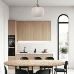 Load image into Gallery viewer, Pelviona Modern Ribbed Glass Pendant - Frosted & Brass Ceiling Light Add Timeless Charm to Your Space