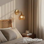 Afbeelding laden in galerijweergave, Gannon Vintage Lotus glazen wandlamp