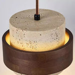 Bild in der Galerieansicht laden, Aksel Vintage Zylindrische Travertin Pendelleuchte