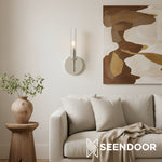 Afbeelding laden in galerijweergave, Bravira geribbelde glazen wandlamp - buis metalen lamp in klassieke afwerkingen