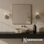 Afbeelding laden in galerijweergave, Bravira geribbelde glazen wandlamp - metalen wandlamp met heldere glazen kap