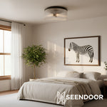 Load image into Gallery viewer, Bravira Transitional Glass Panel Ceiling Light for Hallway & Bedroom