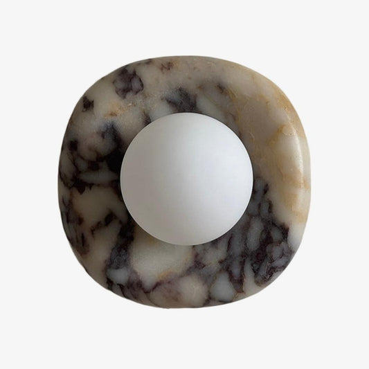 Oria Modern Square or Round Jade Wall Lamp with Alabaster Shade for Bedroom or Bathroom Vanity