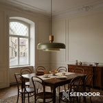 Afbeelding laden in galerijweergave, Orbulis Houten Nerf Cirkelvormige Hanglamp – Moderne Minimalistische Hanglamp voor Keukeneiland en Hal