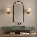 Afbeelding laden in galerijweergave, Luvora vintage geplooide kap wandlamp - moderne messing linnen wandverlichting