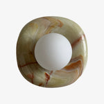 Load image into Gallery viewer, Oria Modern Square or Round Jade Wall Lamp with Alabaster Shade for Bedroom or Bathroom Vanity
