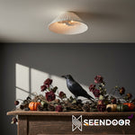 Load image into Gallery viewer, Luvora Pleated Linen Shade Round Flush Mount Contemporary Ceiling Light for Bedroom & Hallway