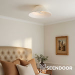 Load image into Gallery viewer, Luvora Pleated Linen Shade Round Flush Mount Contemporary Ceiling Light for Bedroom & Hallway