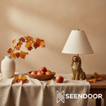 Carica immagine nel visualizzatore della Galleria, Pawdia Figurina Animale – Lampada da Tavolo in Poliresina per Camera da Letto e Soggiorno