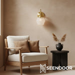 Afbeelding laden in galerijweergave, Capigia glazen metalen wandlamp voor badkamer - moderne badkamerverlichting met elegante stijl