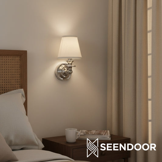 Kalvora Geometric Fabric Wall Lamp for Living Room & Entryway