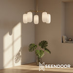 Afbeelding laden in galerijweergave, Lumivelle 5-Lichts Kiezelkroonluchter - Moderne Glazen Hanglamp