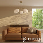 Afbeelding laden in galerijweergave, Lumivelle 5-Lichts Kiezelkroonluchter - Moderne Glazen Hanglamp