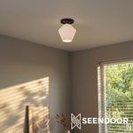 Load image into Gallery viewer, Merin Geometric Glass Modern Flush Mount for Hallway & Bedroom