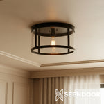 Afbeelding laden in galerijweergave, Ferrix minimalistische ijzeren inbouw plafondlamp - moderne buiten glazen plafondlamp