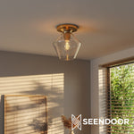 Load image into Gallery viewer, Merin Geometric Glass Modern Flush Mount for Hallway & Bedroom