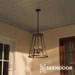 Afbeelding laden in galerijweergave, Ferrix Moderne Buitenlantaarn IJzeren Hanglamp - Industrieel Glazen Verlichtingsontwerp