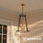 Afbeelding laden in galerijweergave, Ferrix Moderne Buitenlantaarn IJzeren Hanglamp - Industrieel Glazen Verlichtingsontwerp