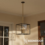 Afbeelding laden in galerijweergave, Ferrix Moderne Buitenlantaarn IJzeren Hanglamp - Industrieel Glazen Verlichtingsontwerp