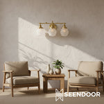 Afbeelding laden in galerijweergave, Capigia glazen metalen wandlamp voor badkamer - moderne badkamerverlichting met elegante stijl