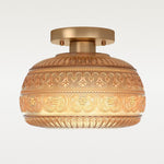 Load image into Gallery viewer, Ixionis Stained Engraved Pattern Glass Flush Mount Ceiling Light