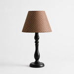 Afbeelding laden in galerijweergave, Vintage black iron table lamp with brown polka dot fabric shade