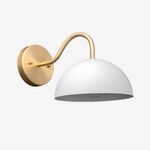 Load image into Gallery viewer, Curva Metal Industrial Wall Sconce - Curved Brass Arm - Hammered Dome Light Fixture