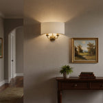 Afbeelding laden in galerijweergave, Tela Classic wandlamp met stoffen kap – elegante metalen afwerking wandlamp voor woonkamer / slaapkamer