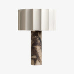 Afbeelding laden in galerijweergave, Cavilon Tafellamp met Waaier-vormige Linnen Kap - Steenafwerkingen Geschikt voor Woonkamers