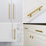 Load image into Gallery viewer, Satin Brass Bar Pulls – Modern Gold Bar Handle Cabinet Hardware