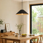 Cargar imagen en el visor de la Galería, Black metal dome pendant lamp over a dining table